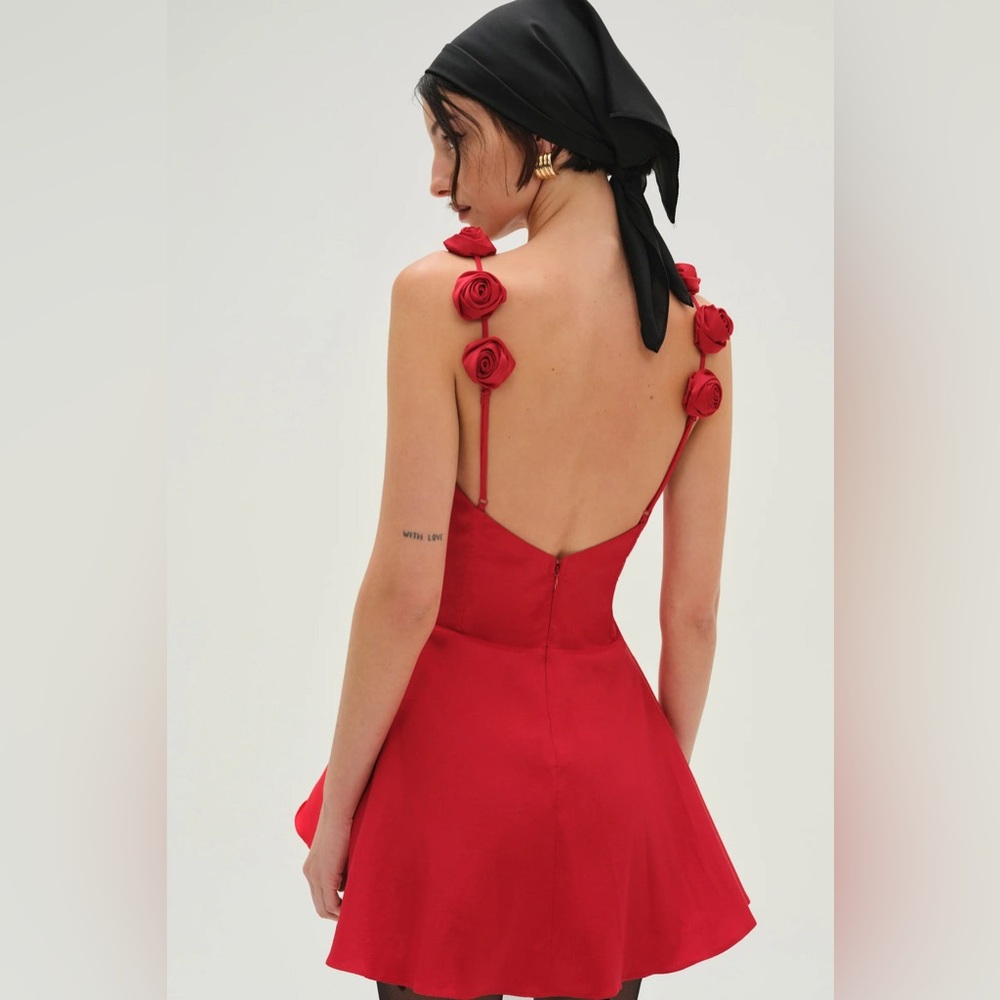 For Love And Lemons Orsa Mini Dress - Red Size Small - Picture 2 of 4